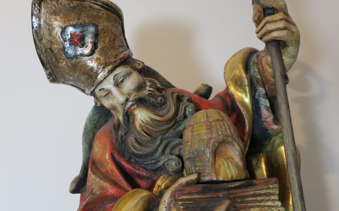 Heiliger Ambrosius Holz Figur / Skulptur