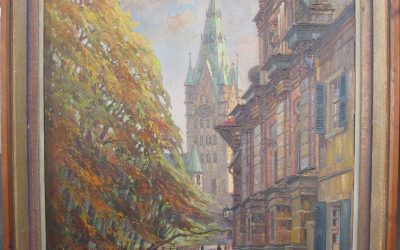 Dominicus Josef 1885 -1973 Gemälde Dom mit Michaelskloster zu Paderborn IX 1944