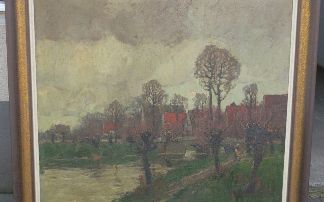Lucas Wilhelm „Willy“ 1884-1918 Gemälde Dorflandschaft mit Weiden