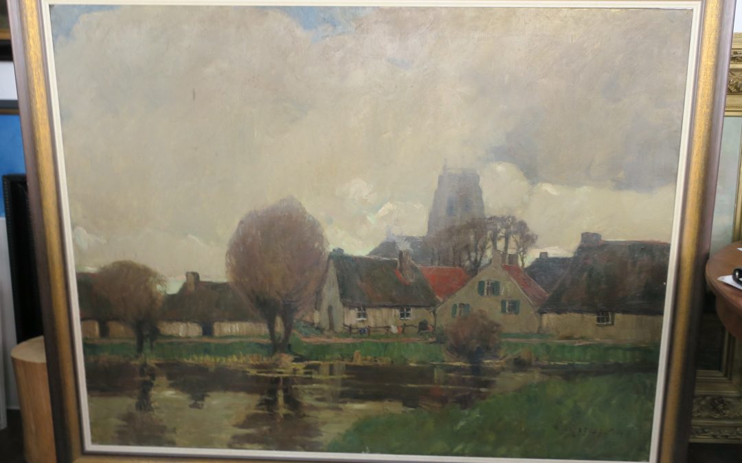 Lucas Wilhelm „Willy“ 1884-1918 großes Gemälde Ansicht von Dordrecht 1916