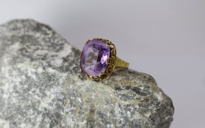 Vintage Amethyst Ring / Damenring 585 / 14k Gold Filigrane Handarbeit – RG/RW 58