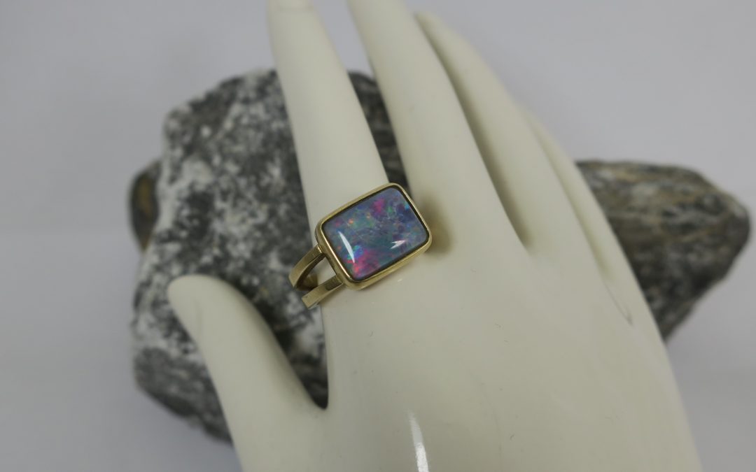 Vintage Opal Ring / Damenring 585 / 14k Gold – RG 53,5 – opal ring gold