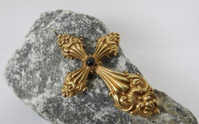 Antiker Ketten Anhänger Granat Kreuz 585 Gold 19. Jh. – Pendant Garnet