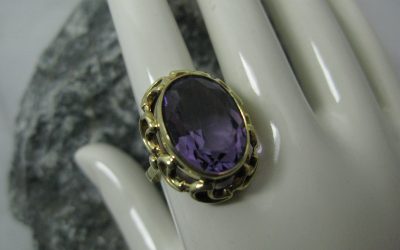 Vintage ovaler Amethyst Ring / Damenring 333 / 8k Gold ~1950
