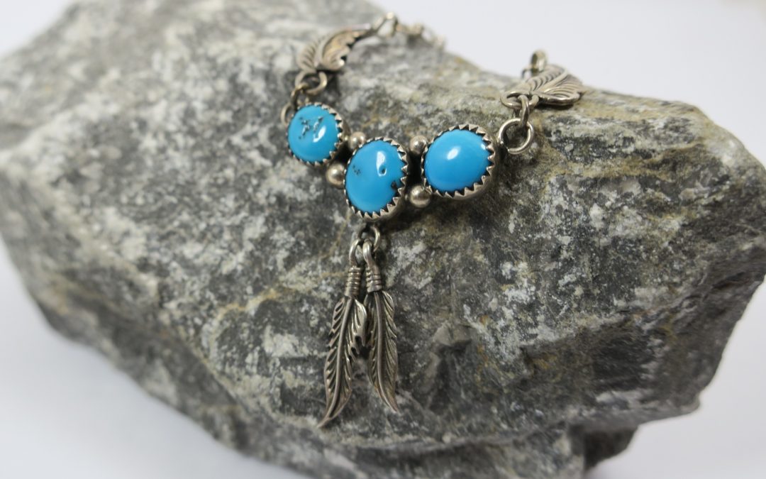 Vintage Halskette / Kette / Collier Navajo 925 Silber & Türkise Navajo Indianer Schmuck RB Sterling Robert Becenti