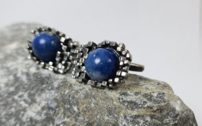 Vintage Paar Manschettenknöpfe 925 er Silber mit Lapislazuli