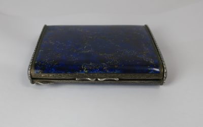 Vintage Tabatiere / Dose Silber & Email – Lapislazuli Dekor – Innen vergoldet