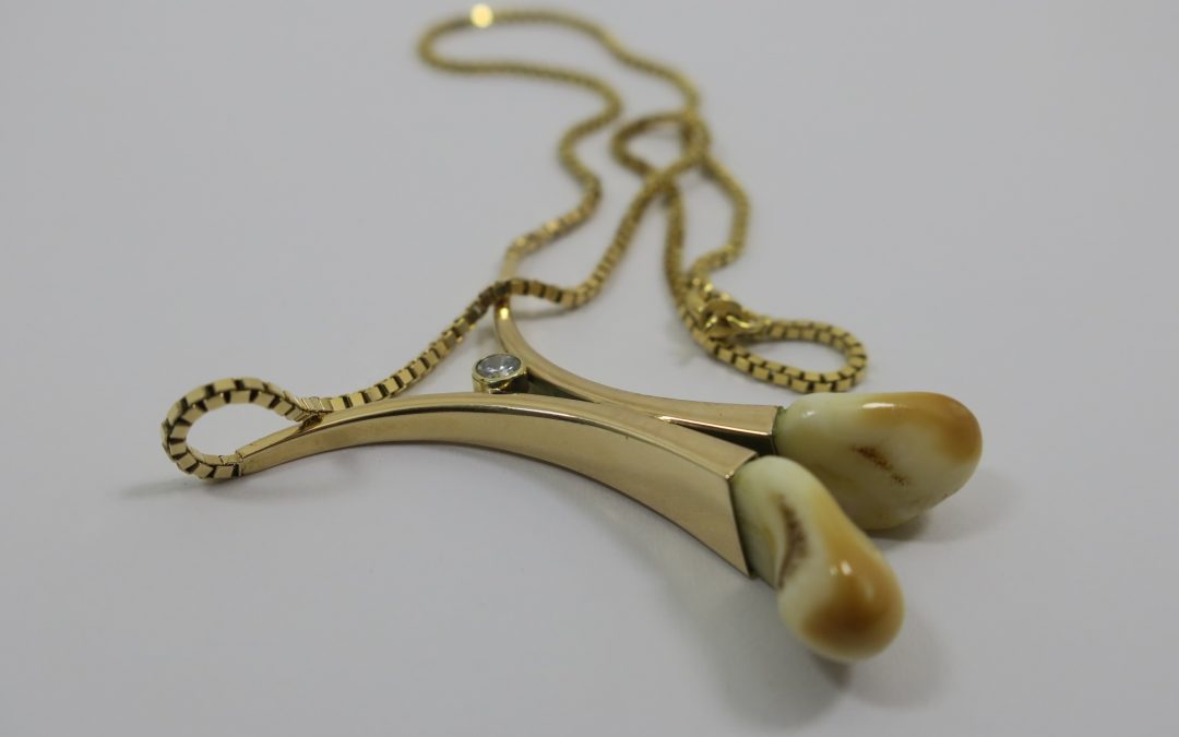 Halskette / Kette / Collier 585 /14K Gold FBM Grandel / Grandelschmuck Zirkonia?