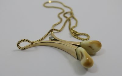 Halskette / Kette / Collier 585 /14K Gold FBM Grandel / Grandelschmuck Zirkonia?