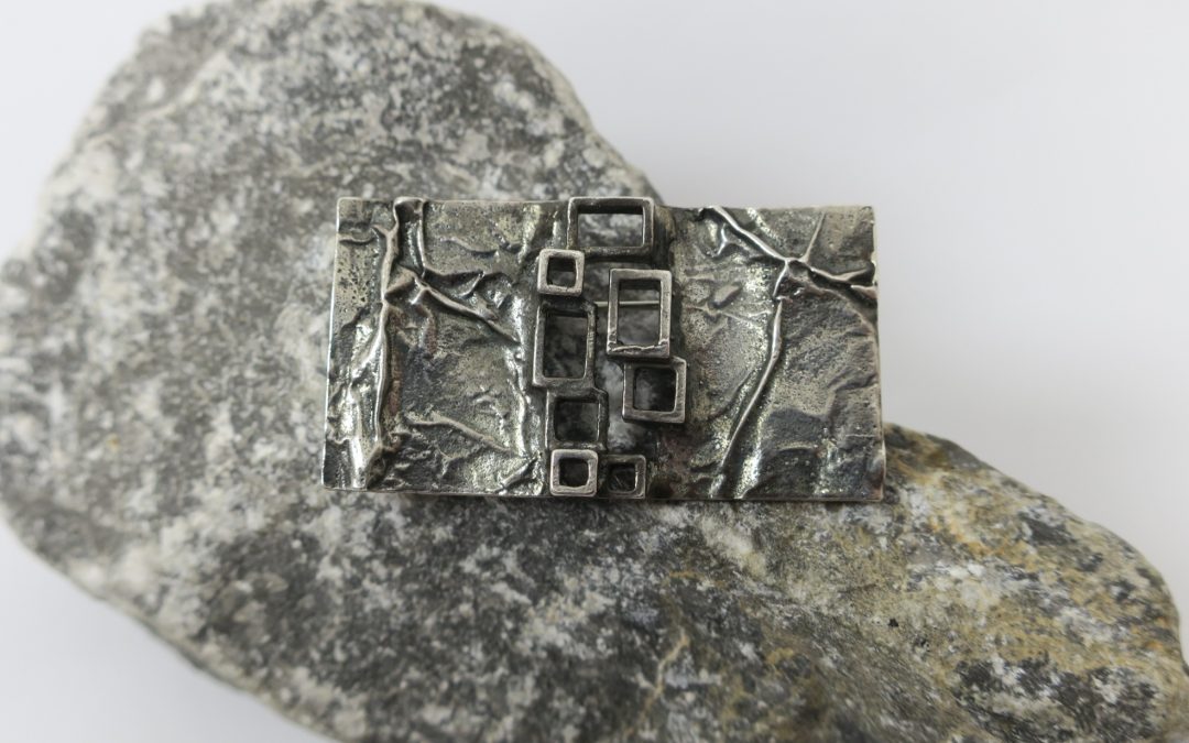 Vintage engla 925 er Silber Brosche Modernist ~ 1970 Relief Design