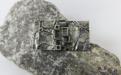 Vintage engla 925 er Silber Brosche Modernist ~ 1970 Relief Design