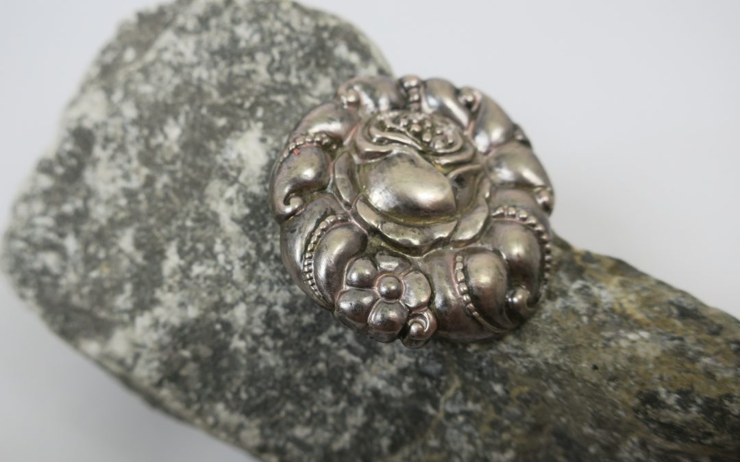 Vintage Jugendstil Brosche Blume / Rose ? 800 Silber