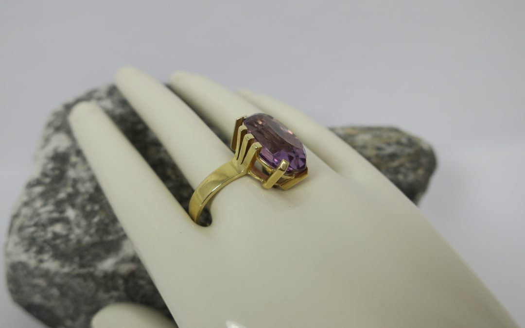 Vintage Amethyst Ring / Damenring 585 / 14K Gold – Ringgröße 53