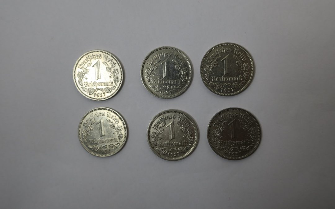 6x Münze Deutsches Reich 1 Reichsmark 1937 A, D, J, G, E, F