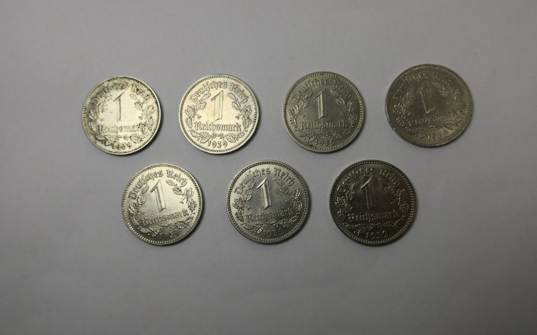 7x Münze Deutsches Reich 1 Reichsmark 1939 B, G, F , E, D, A, J