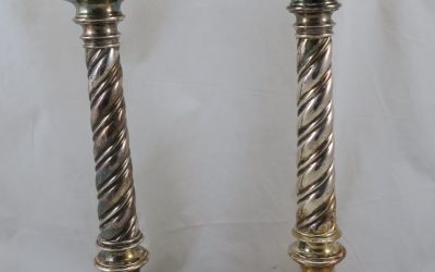Vintage WMF Paar Altarleuchter Sakrale Kerzenleuchter / Tischleuchter versilbert
