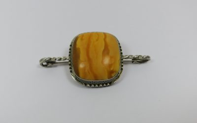Bernstein Brosche 800 Silber Polen / Ostsee –  Amber brooch