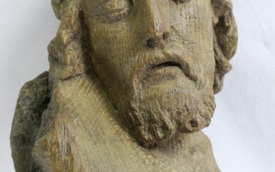 Figur / Skulptur Jesus Christus mit Dornenkrone Holz Schnitzerei Eiche 92 cm