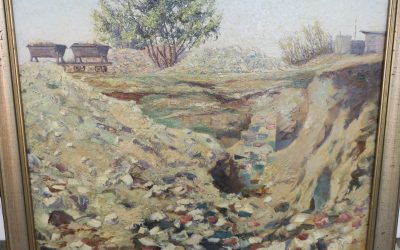 Wildhagen Fritz 1878-1956 Gemälde Landschaft mit Loren Steinbruch ? 1938