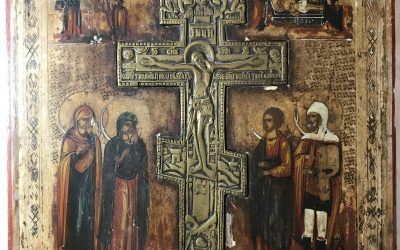 Alte Staurothek Ikone Kreuzigung Christi Russland 19.Jh.