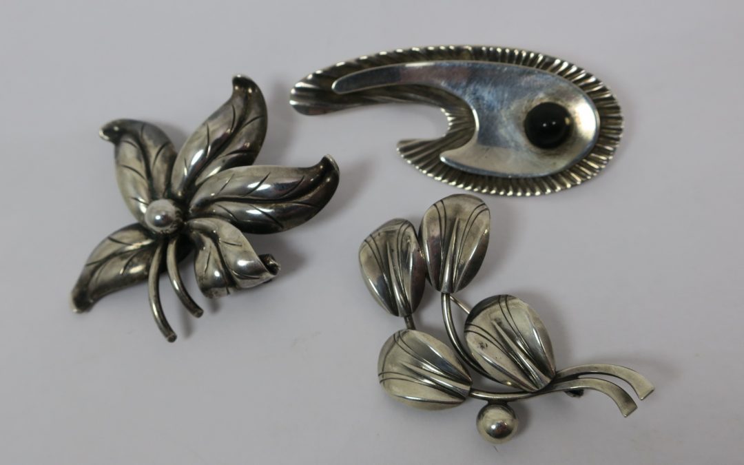 Vintage Sammlung 3x 925 Silber Brosche Max Standager Kopenhagen Dänemark Design Handarbeit