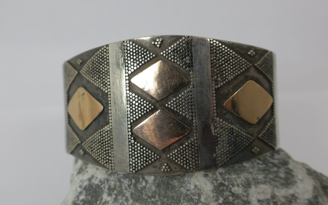 Vintage Armreif / Armspange 925 Silber 22K Gold Ornamente Handarbeit