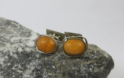 Vintage Manschettenknöpfe 835 Silber Bernstein – Amber & Silver cuff links