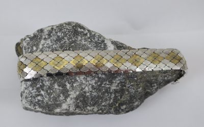 Vintage Armband 925 Silber Bicolour Gold / vergoldet – Dekor Raute