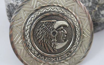 Vintage Ketten Anhänger Silber Mexiko Adler Krieger / Adlerkrieger Azteken