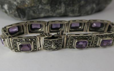 Armband 925 Silber – Markasiten & 10x Amethyst / Amethyste –