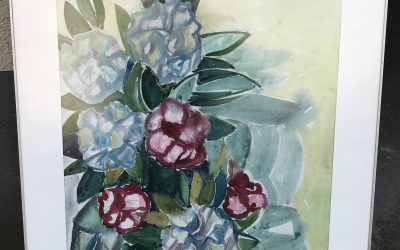Strohmeier Heinrich Neuhaus 1912-1989 Paderborn Aquarell Blumen Stillleben Pfingstrosen ? 1977