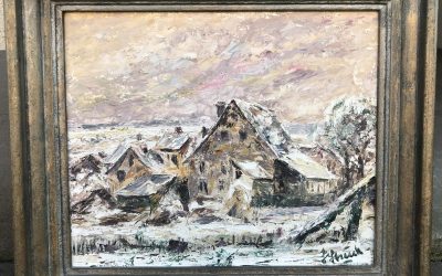 Struck Josef 1889 – 1963 Gemälde Bad Lippspringe Altes Lippspringe Häuser im Schnee