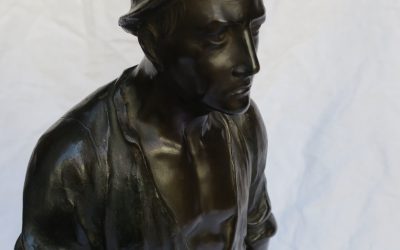 F. Brandt große Bronze Figur / Skulptur Bauer / Mann mit Krug ~1900 13 kg – Höhe 50 cm