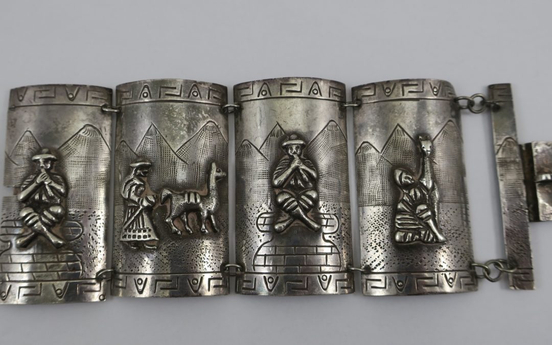 Vintage Armband 925 Silber Peru Indios Lama