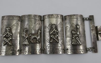 Vintage Armband 925 Silber Peru Indios Lama