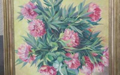 Dominicus Josef 1885 -1973 Gemälde Pfingstrosen Blumen Stillleben 1943