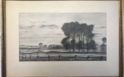Lucas Georg Handzeichnung / Bleistift Landschaft mit Bäumen 1948