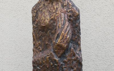 60 Kg Bronze Figur / Skulptur Höhe 130 cm – Heiligenfigur Person Betend 1960 / 1970 er J.