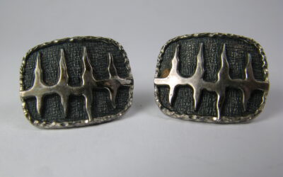Vintage Paar Manschettenknöpfe 800 Silber Relief Abstrakt – Cufflinks Silver