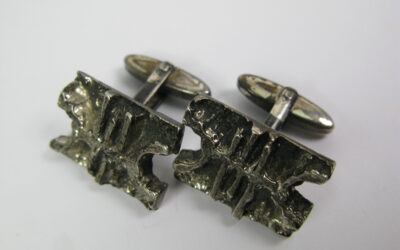Vintage Paar Manschettenknöpfe 835 Silber Relief Abstrakt
