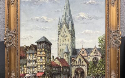 Gemälde Paderborn Blick auf den Paderborner Dom Signiert