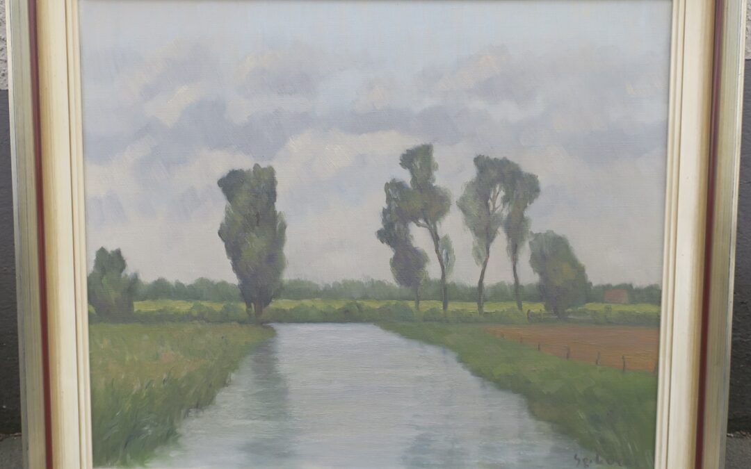 Lucas Georg 1893 – 1983 Gemälde Flusslandschaft mit Bäumen – Paderborn
