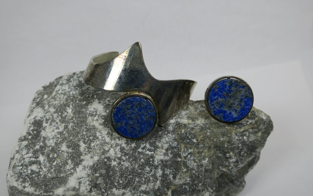 Vintage Armreif & Ring Lapislazuli 835 Silber – 60s / 70s Lapis Lazuli