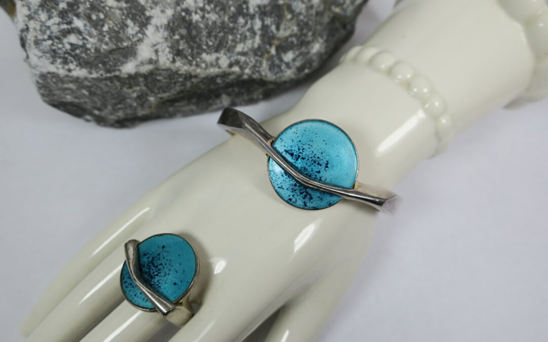 Vintage Design Armreif & Ring 925 Silber – Email / Emaille – 60s / 70s