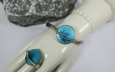 Vintage Design Armreif & Ring 925 Silber – Email / Emaille – 60s / 70s