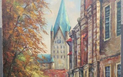 Fischer Gemälde Paderborn Blick auf den Paderborner Dom / Michaelskloster