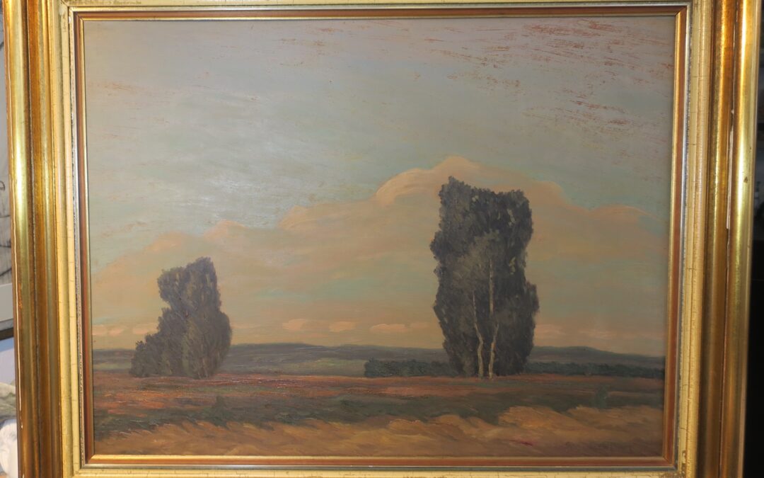 Lucas Georg 1893 – 1983 Gemälde Sennelandschaft mit Bäumen – Paderborn / Senne
