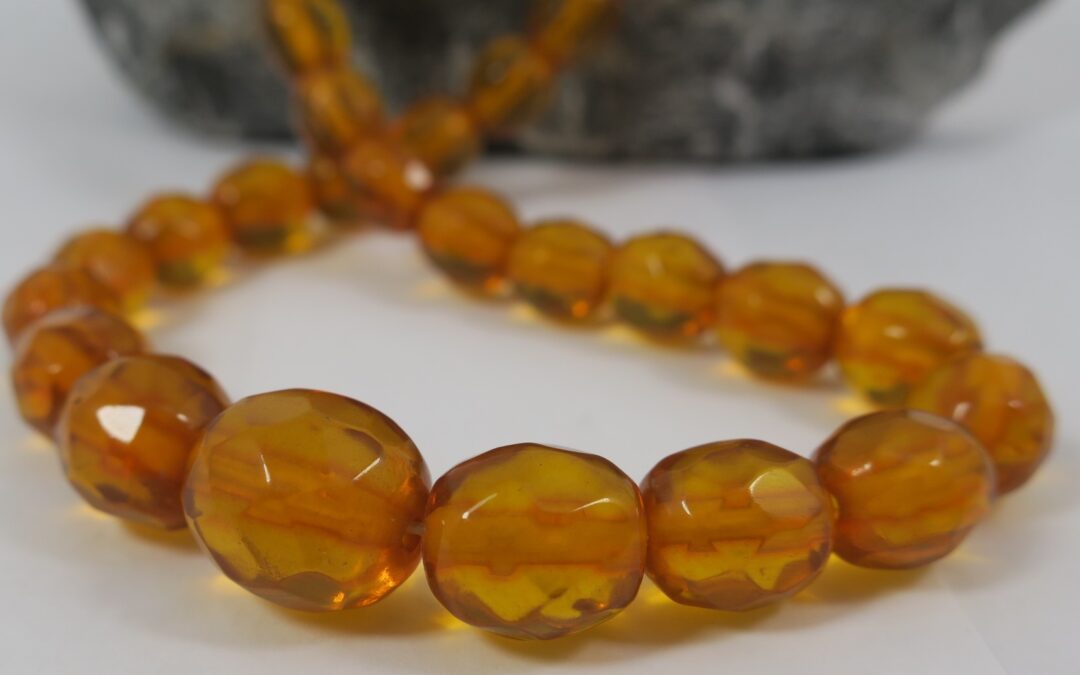 Vintage Bernstein Halskette / Kette Facetten / Facettenschliff – 24,6 Gramm