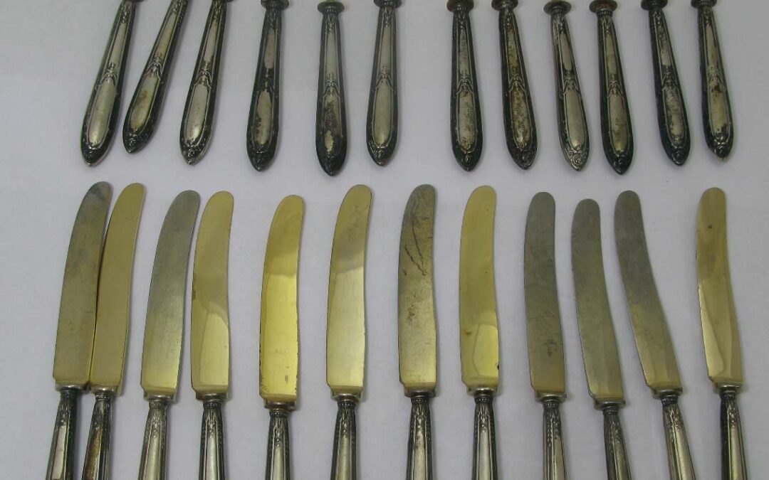 Jugendstil Obstbesteck für 12 Personen ~ 1900 – 835 Silber Besteck Relief Dekor