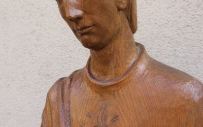 Erlenkötter Heinrich 1922-1979 große Eiche Holz Figur / Skulptur stehender Mann Heiliger Holzskulptur